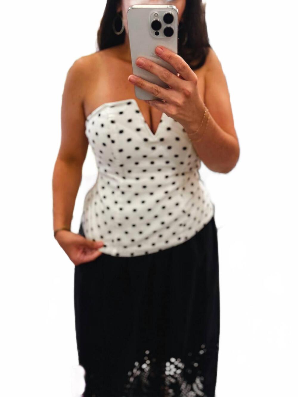 NEW MABLE sweet talk and polka dots top in off white